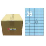 【龍德】LONGDER 三用電腦標籤 A4 36格 33*52.5mm淺藍1000張/箱 LD-8117-B-B(適用雷射、噴墨、影印), , large