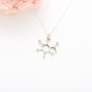 【Angel & Me】咖啡 咖啡因 分子 化學符號 s925 純銀 咖啡豆項鍊