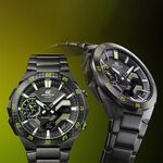 CASIO 卡西歐 EDIFICE 賽車方格旗 太陽能藍芽手錶-黑x黃色 ECB-2200RC-1A9, , large