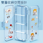 【HABABY環安家居】雙層透明鉛筆盒 可 DIY 貼紙自由分類收納 學生大容量防潑水文具收納盒（開學必備文具，日系無印風文具）, , large
