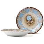 [豐名日本餐具] 8.0"深盤 一輪玫瑰 青 / C08PL0-218-4, , large