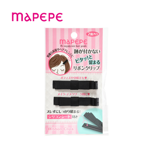 [千康嚴選]Mapepe 無痕系緞帶髮夾(黑) 2入