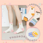 【D&G】食物女襪+童襪2入組-22-25cm/13-16cm(D559+D576薄款/短襪/襪子), , large