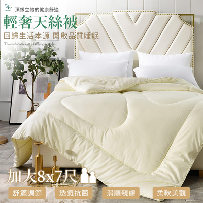 【Betrise貝翠絲】加大-頂級輕奢100%精梳純棉天絲防蹣抑菌暖冬被(8X7尺-台灣製)