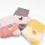 【minihope美好的親子生活】刺繡反折中筒襪3雙組-桃紅+淺粉+米, , large