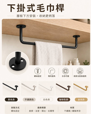 [9609]臺灣製造304不銹鋼毛巾架 吊桿 毛巾桿 置物桿 文創 民宿 飯店用 黑／白色 美式風格 工業風 極簡風格