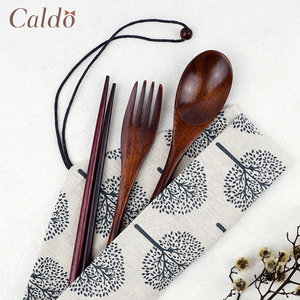 [ Caldo卡朵 ]  山谷回響附袋木質餐具4件組