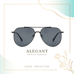 時尚藍水銀舒適彈力飛官寶麗來偏光墨鏡/UV400太陽眼鏡〔ALEGANT〕, , large