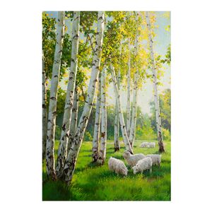 【御畫房】白樺林之春 國家一級畫師手繪油畫60&times;90cm(VF-99)