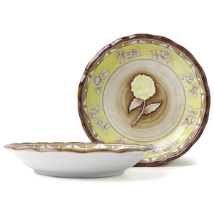 [豐名日本餐具] 8.0"深盤 一輪玫瑰 黃 / C08PL0-218-2
