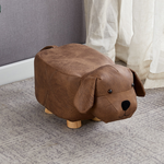 Creative animal-shaped solid wood children's low stool, puppy, brown, , large