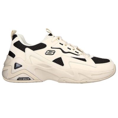 Kixpress-Skechers D'Lites Hyper Burst 女 休閒鞋 厚底 止滑 舒適 米 黑 [896178NTBK]