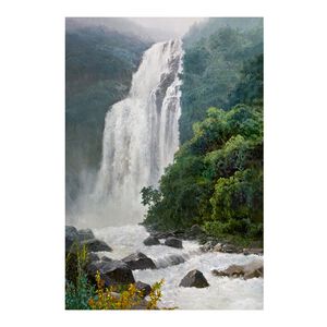【御畫房】高山飛瀑 國家一級畫師手繪油畫60&times;90cm(VF-100)