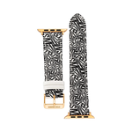 STEVE MADDEN Apple Watch 錶帶  ㄇ字皮錶帶-黑白塗鴉印花皮革質感錶帶, , large