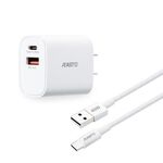 RASTO 20W PD+QC3.0 Smart Charger + 40W A to C Fast Charging Transmission Cable Set Compact and Portable Multiple Protections Fast Charging, , large