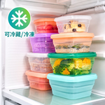 [JC ECO BELIEVER]900ml蜜桃金長型保鮮盒 鉑金食品級矽膠保鮮盒 保鮮盒 折疊保鮮盒 折疊便當盒&nbsp;微波保鮮盒 矽膠保鮮盒, , large