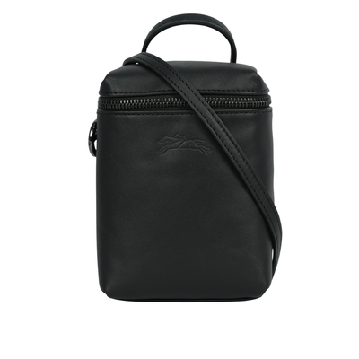 LONGCHAMP Le Pliage Xtra XS 小牛皮拉鍊迷你手提/斜背二用包/黑色