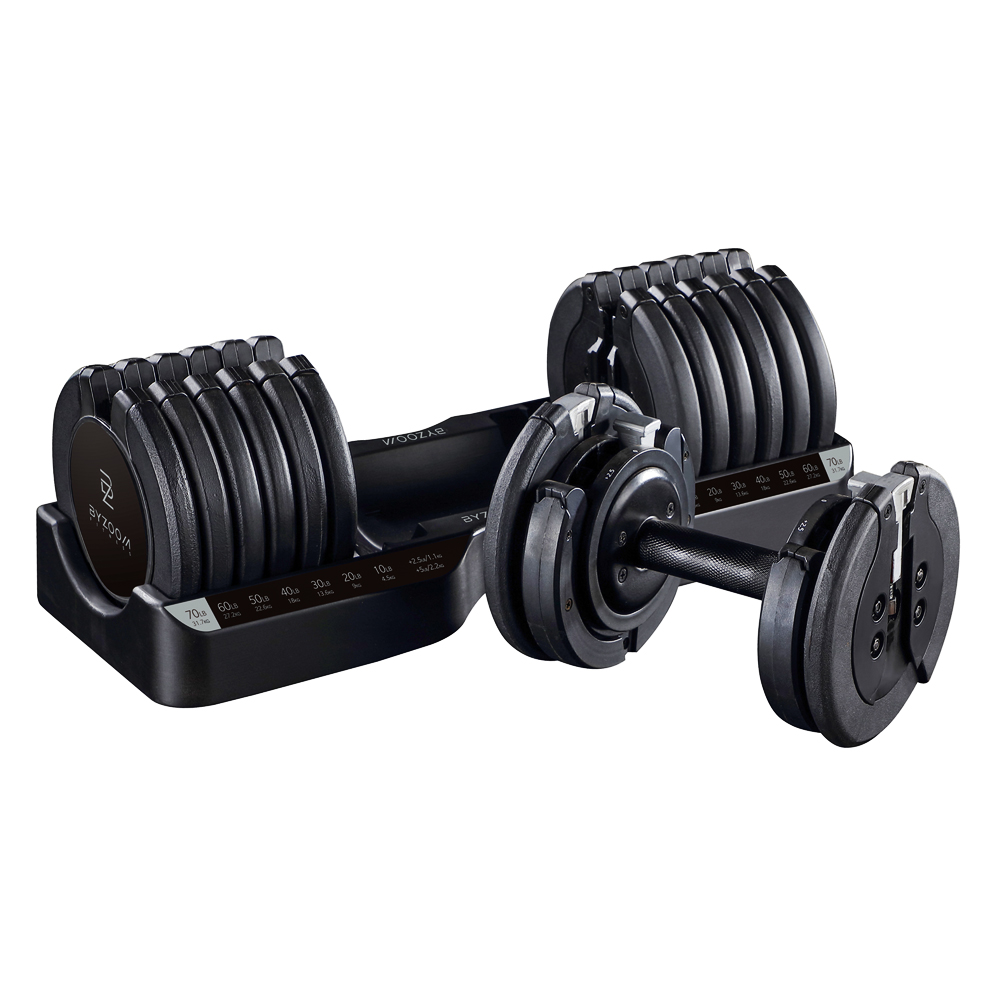 【BYZOOM FITNESS】Pure Series 34kg(75LB) 21段重量 可調式啞鈴(黑), , large