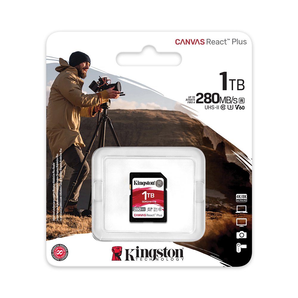 【Kingston】Canvas React Plus 1TB SDR2V6 SDXC U3 V60 UHS-II 記憶卡 讀取速度:280MB/s, , large