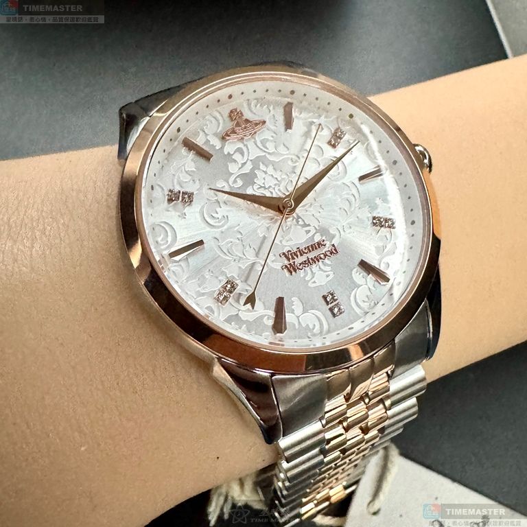[星晴錶業]Vivienne Westwood手錶,38mm,VW30320銀白色錶面玫瑰金錶殼金銀相間精鋼錶帶款, , large