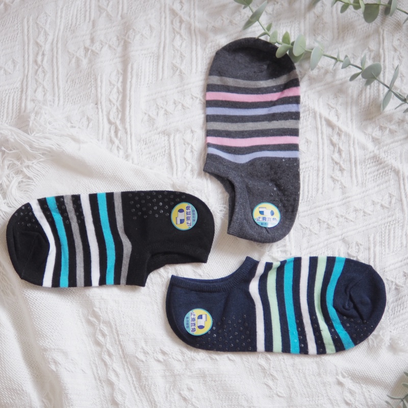 [Kaimei Cotton Industry] 10 pairs set, random and excellent, MIT made in Taiwan, pure cotton non-slip right-angle socks, striped style, Kaimei Cotton Industry, , large