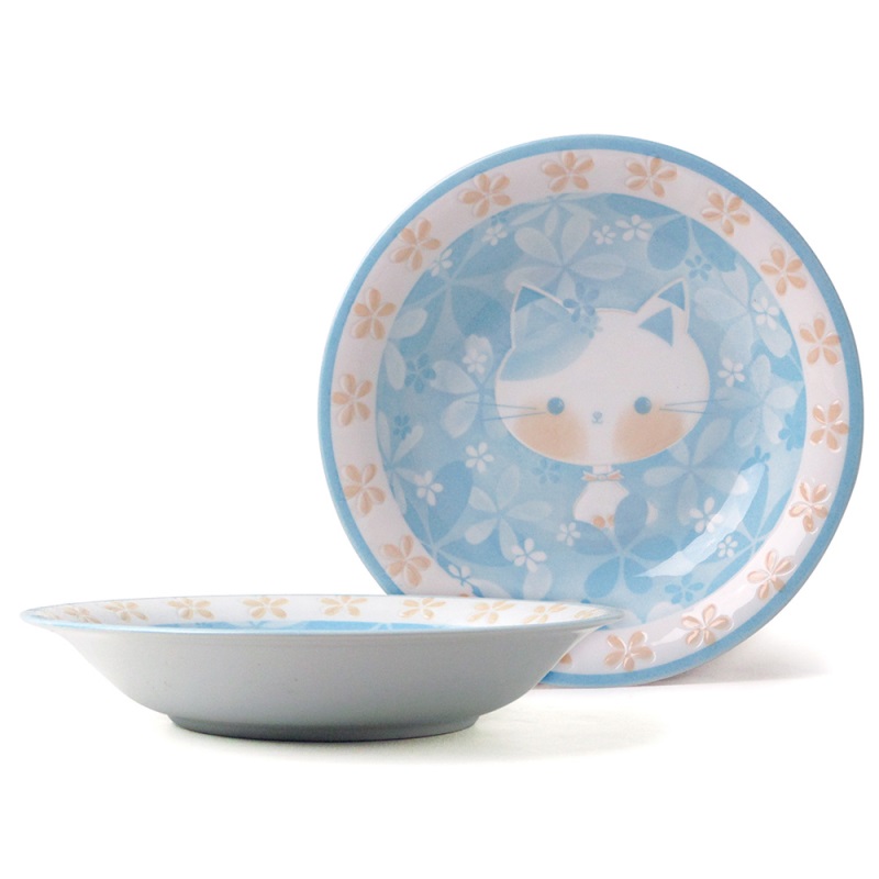 [豐名日本餐具] 8.0"盤 京都貓 青色 / C08PL0-407-4, , large