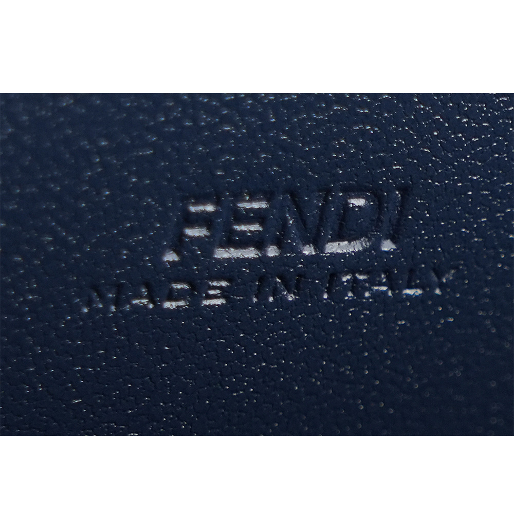FENDI Soft Trunk FF Logo 緹花拼皮革二用包/牛仔藍, , large