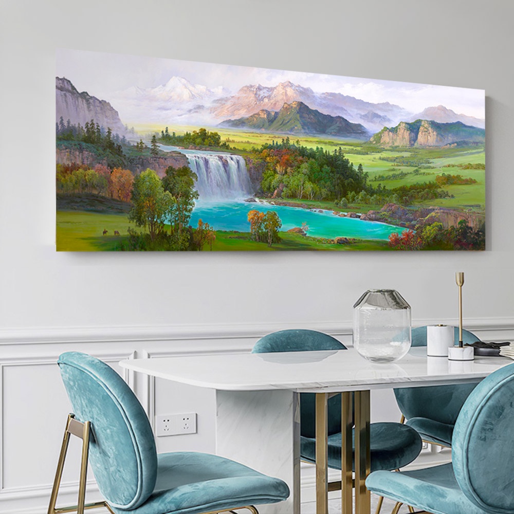 【御畫房】青山綠水 國家一級畫師手繪油畫60&times;120cm(VF-47), , large