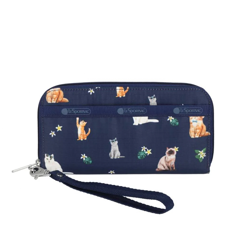 Lesportsac Tech Wallet Wristlet 腕帶錢包 手拿包 鈔票夾 卡夾 送禮 禮物 推薦 女包(熱帶度假貓咪), , large