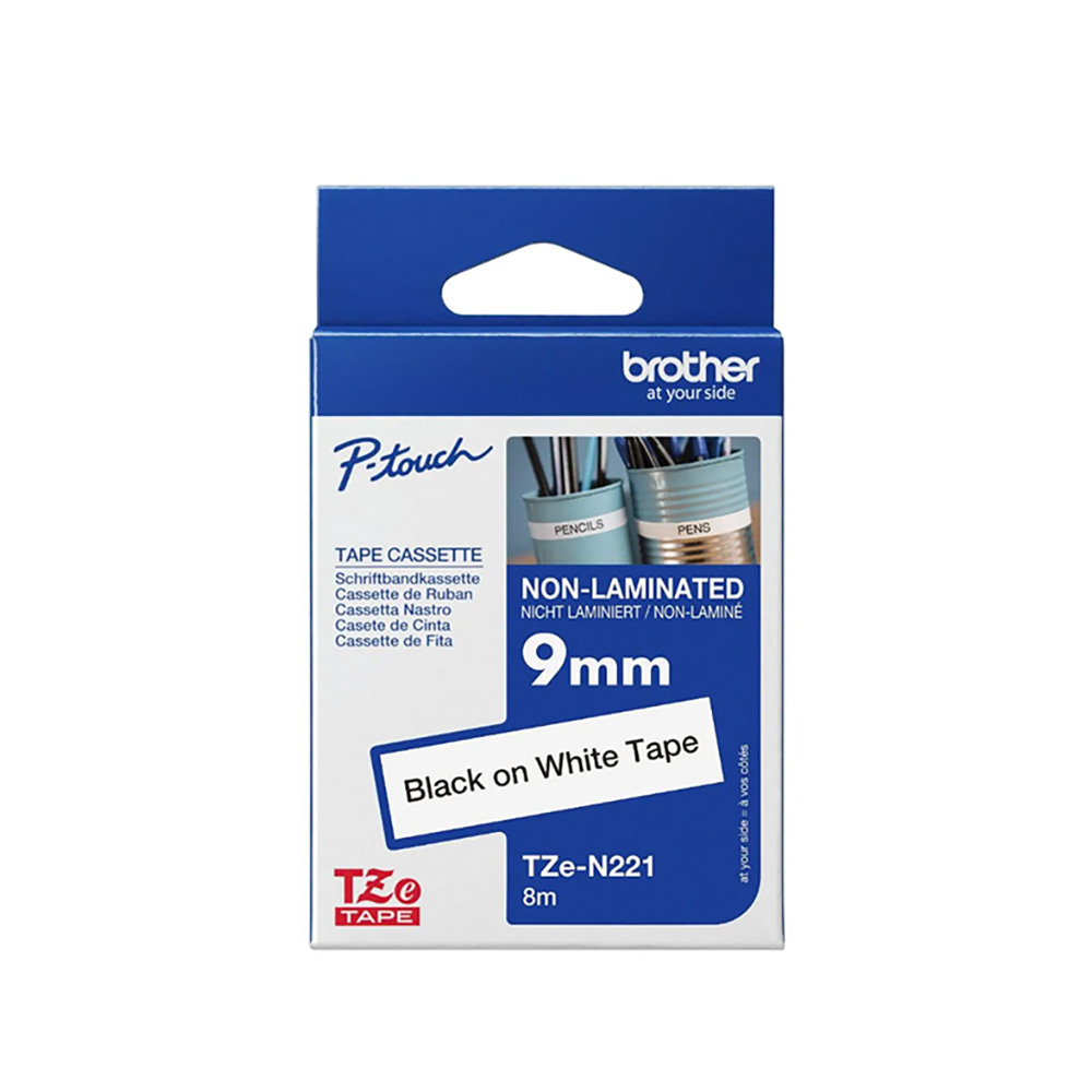 【 BROTHER】兄弟牌  白底黑字 9mmx8M 一般(無保護膜)標籤帶 / 包 TZe-N221, , large