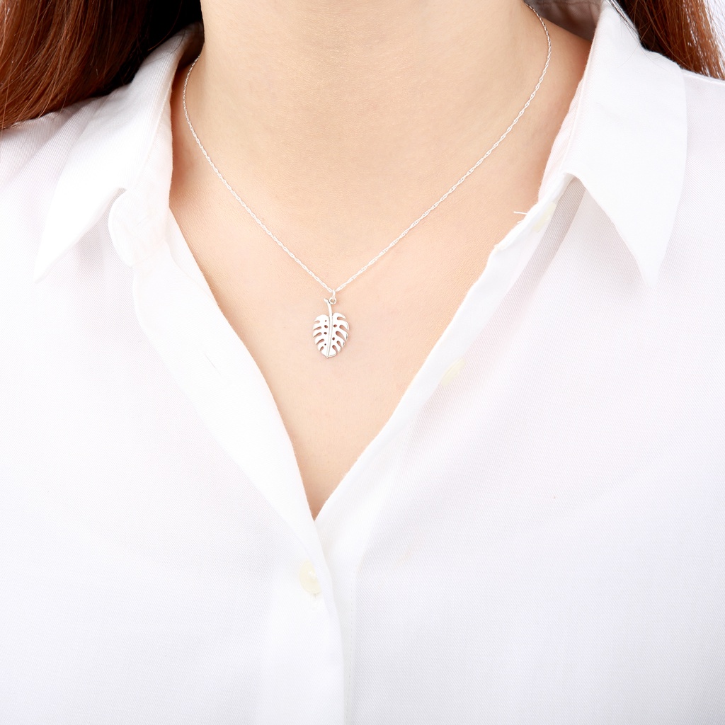 【Angel & Me】Monstera Delici Leaf s925 sterling silver necklace Birthday gift, , large