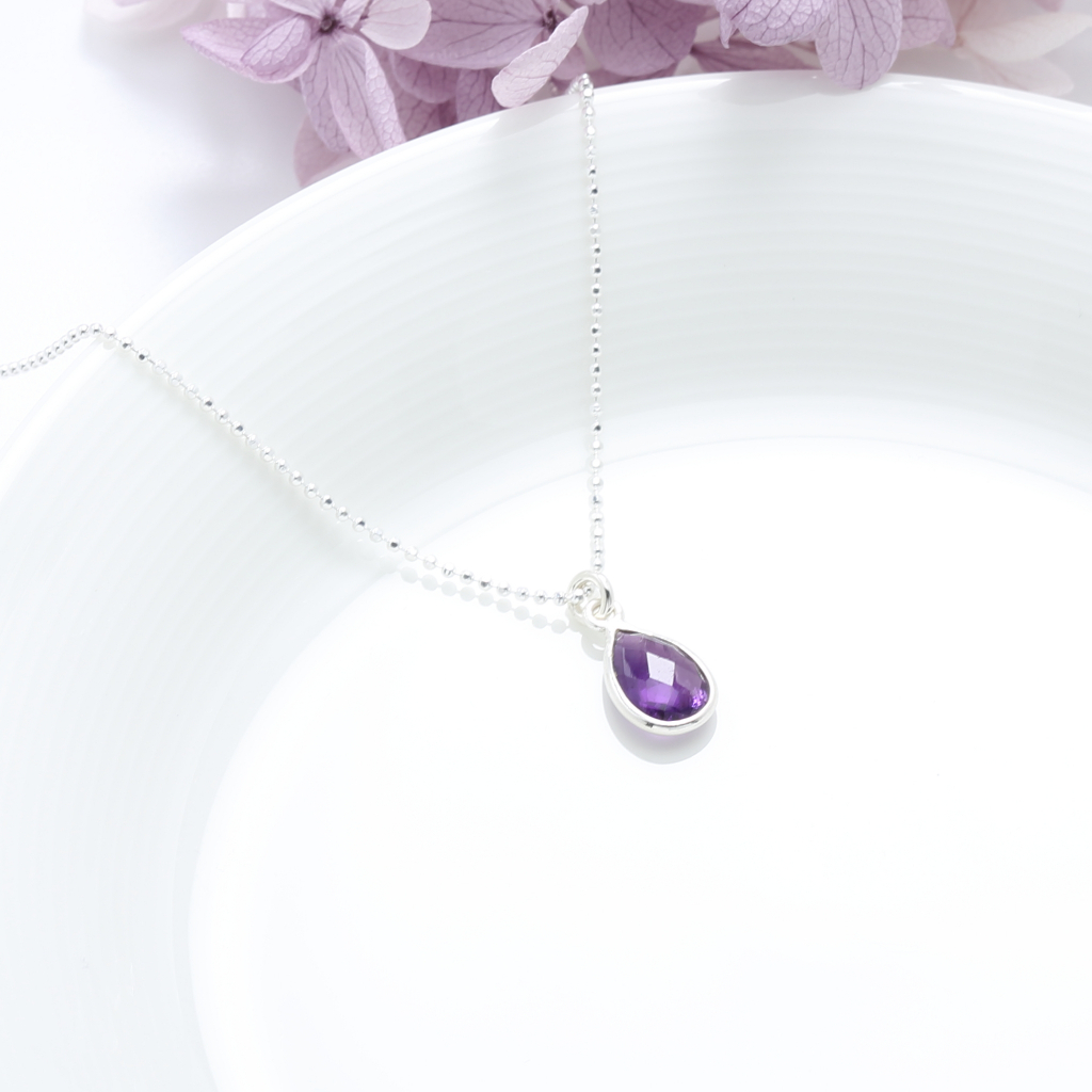 【Angel & Me】Amethyst Raindrop s925 sterling silver necklace Valentine Day gift, , large