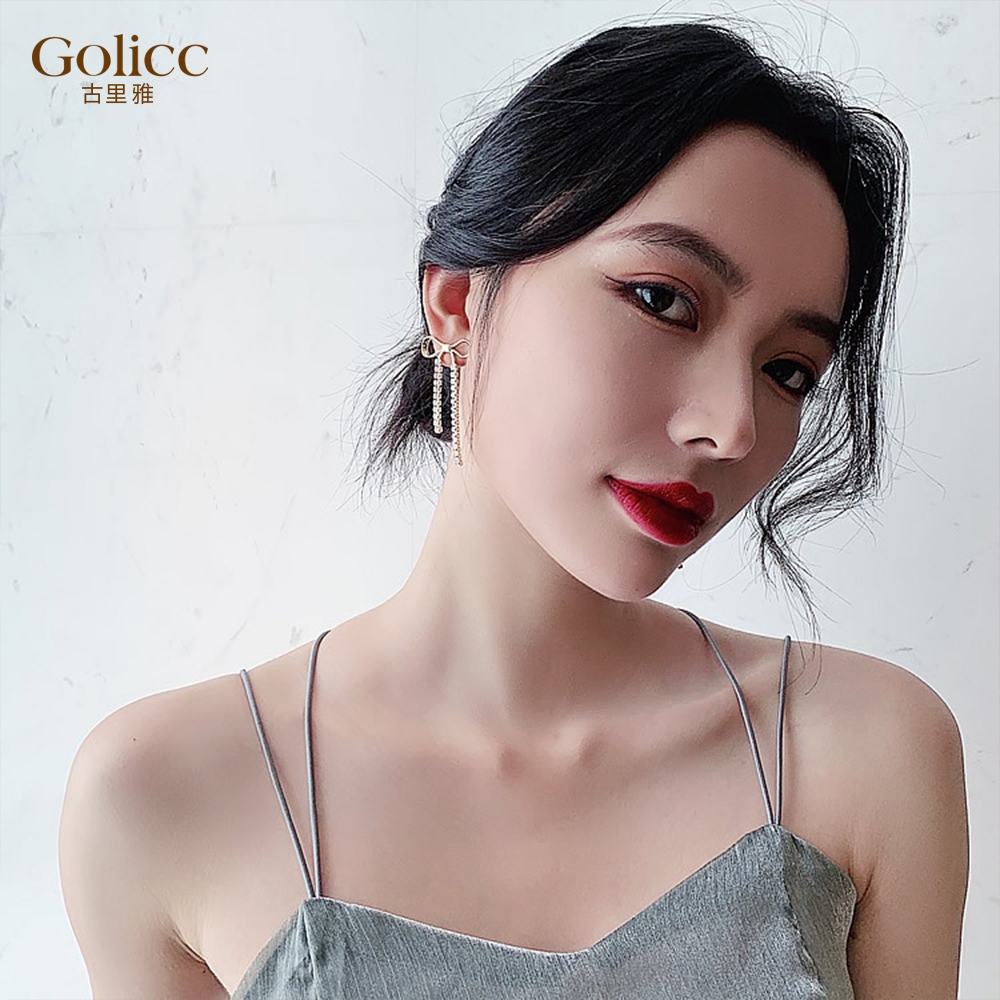 【Gulicc】古莉可 耳環 蝴蝶結長款流蘇, , large