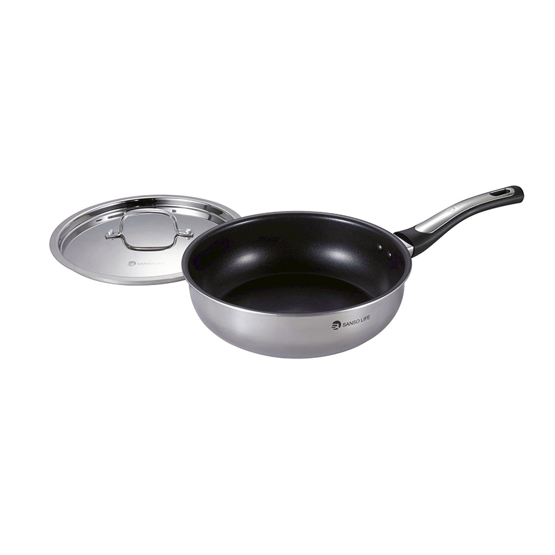 Wok Pan 24cm (With Stainless Lid), , large