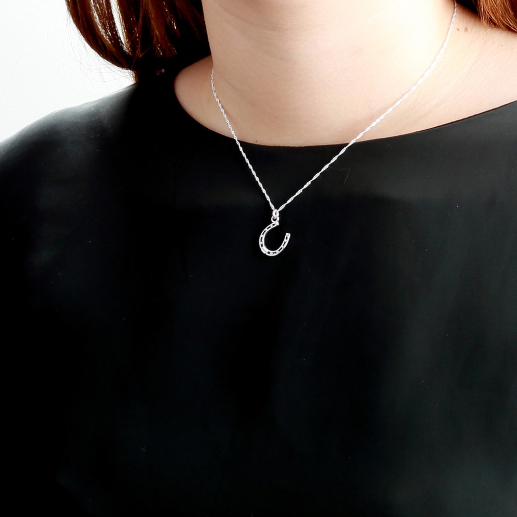 【Angel & Me】Lucky horseshoe s925 sterling silver necklace Valentine day gift, , large