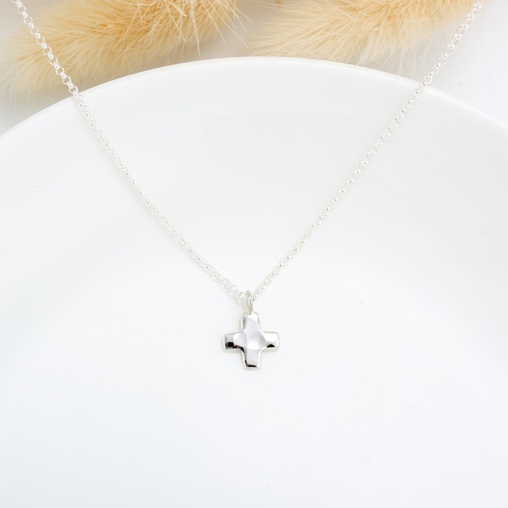 【Angel & Me】Hammered Prayer Cross s925 sterling silver necklace Birthday gift, , large