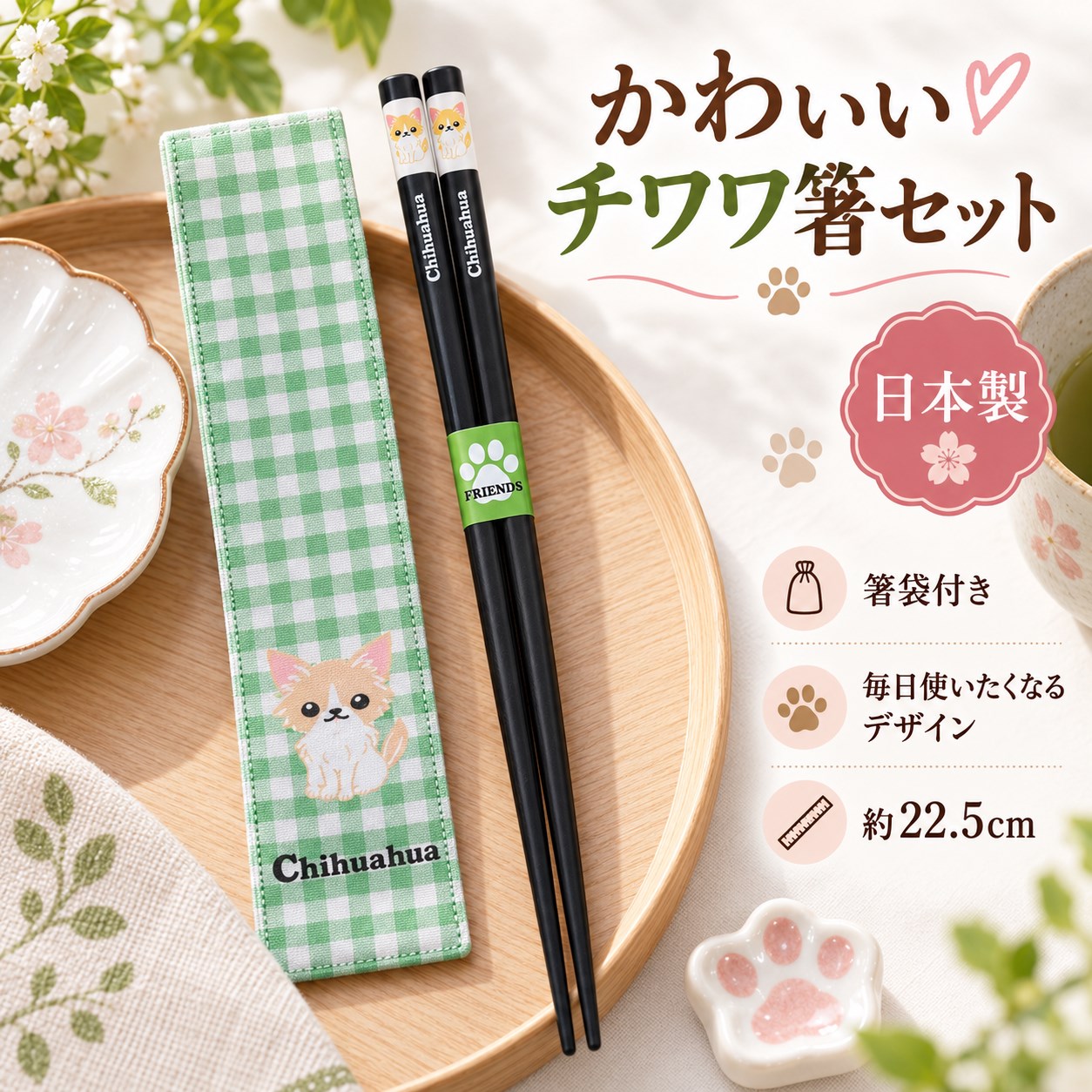 【HIYASU日安工坊】日本工藝箸-吉娃娃 附袋, , large