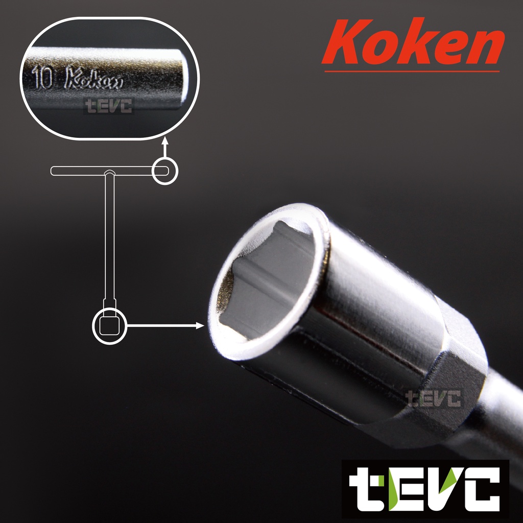 《tevc》T032 Koken 日本製 104M T型套筒扳手 104M T桿 T竿 T杆 8 10 12~19mm, , large