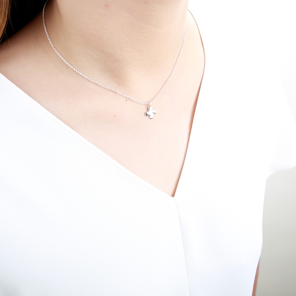 【Angel & Me】Hammered Prayer Cross s925 sterling silver necklace Birthday gift, , large