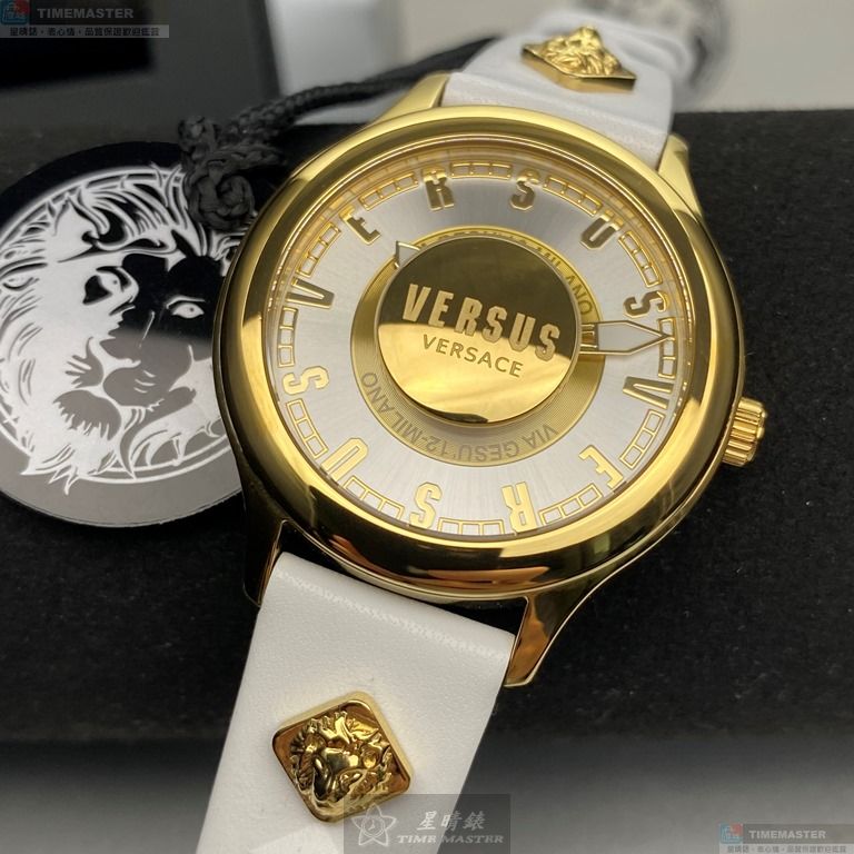 [星晴錶業]VERSUS VERSACE手錶,40mm,VV00313白色錶面金色錶殼白真皮皮革錶帶款, , large