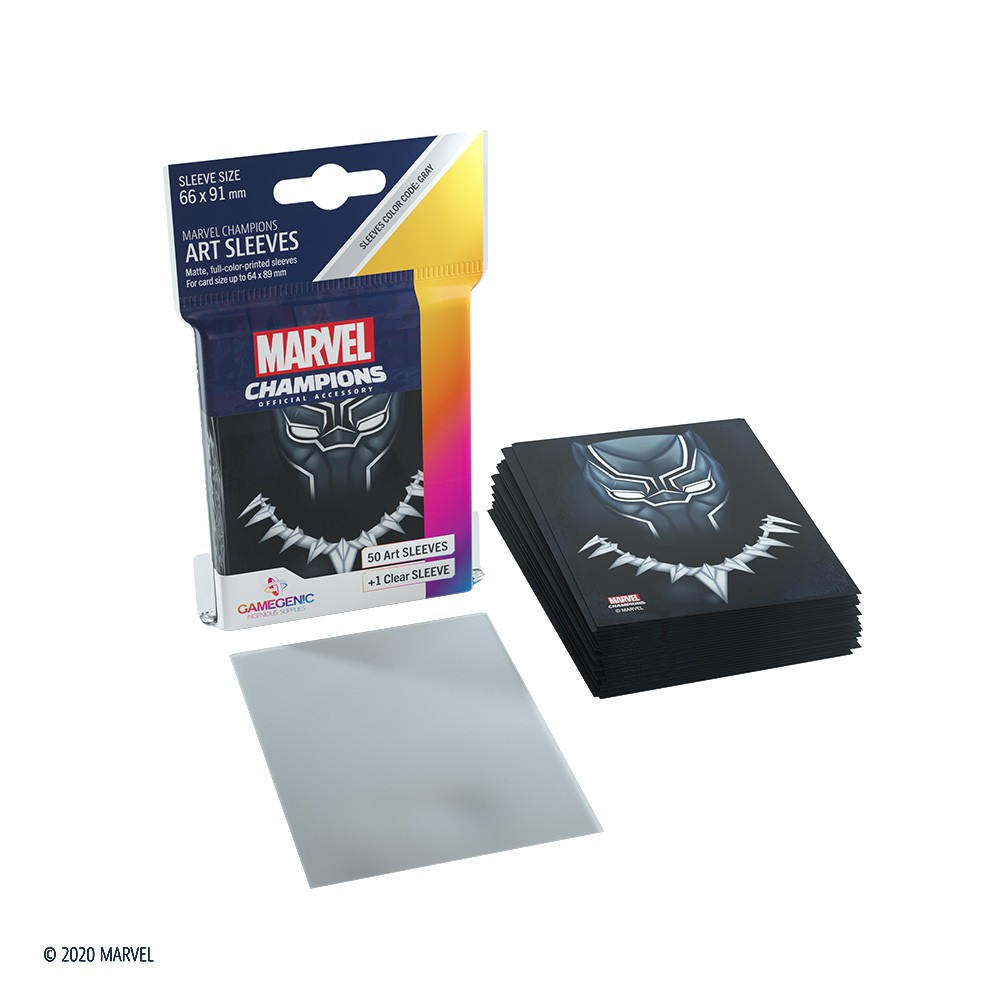【Asmodee】漫威牌套: 黑豹(50+1張) Gamegenic MARVEL ART SLEEVES BLACK, , large