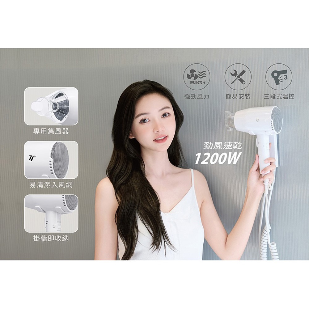 達新牌掛壁式吹風機 (按鍵開關) TS-1899P, , large