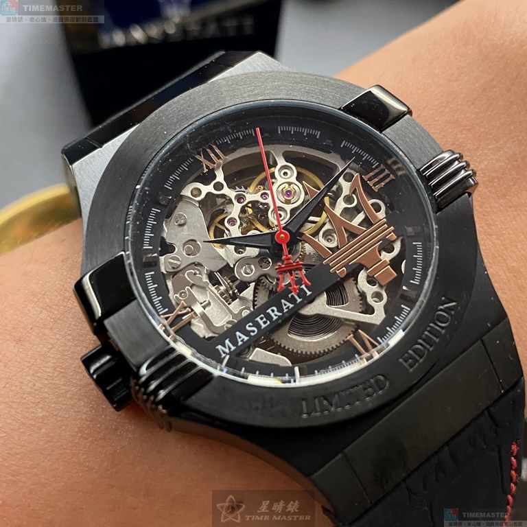 [星晴錶業]MASERATI手錶,42mm,R8821108021銀黑色錶面黑錶殼深黑色真皮皮革錶帶款, , large