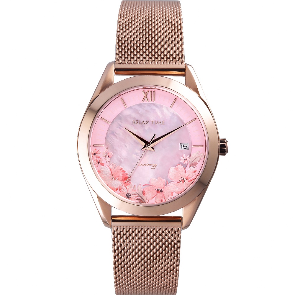 Relax Time wwiinngg 插畫家聯名花卉女錶-海棠輕夢/36mm 禮物 RT-106-02, , large