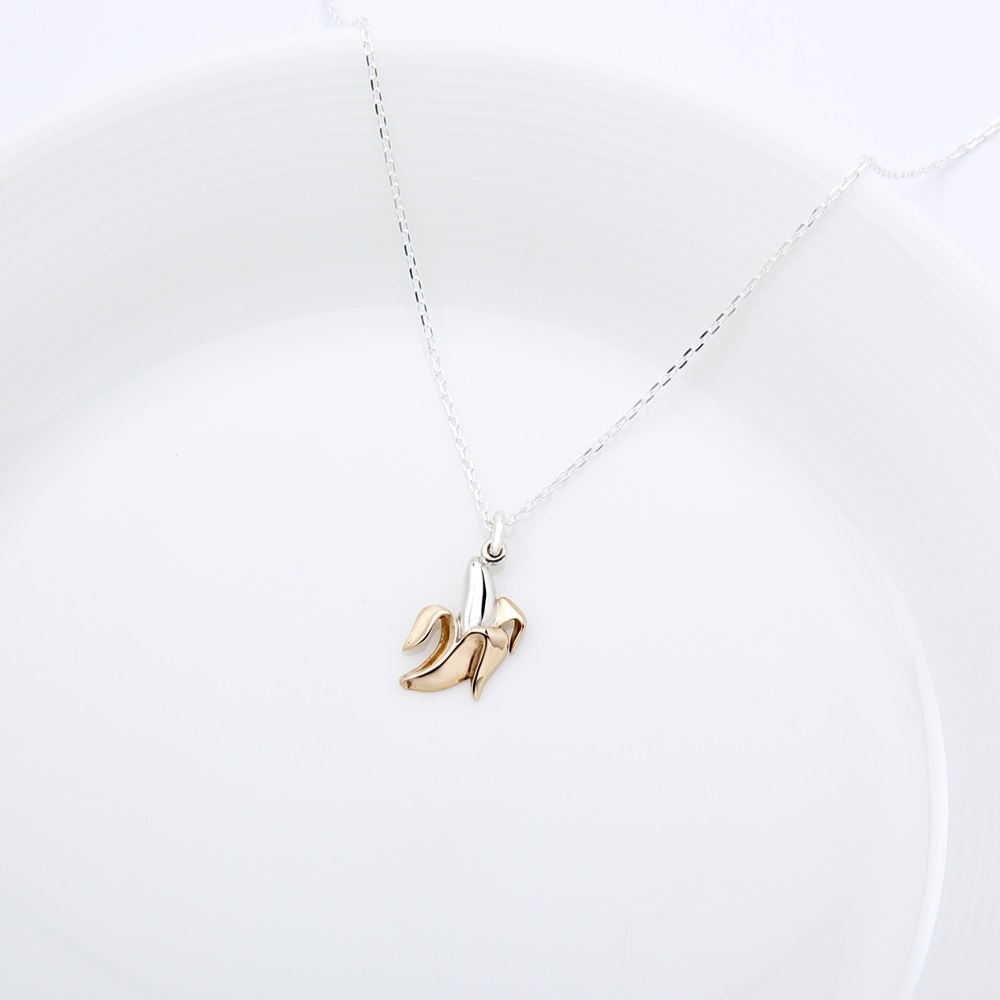【Angel & Me】Banana s925 sterling silver necklace Birthday Halloween gift, , large