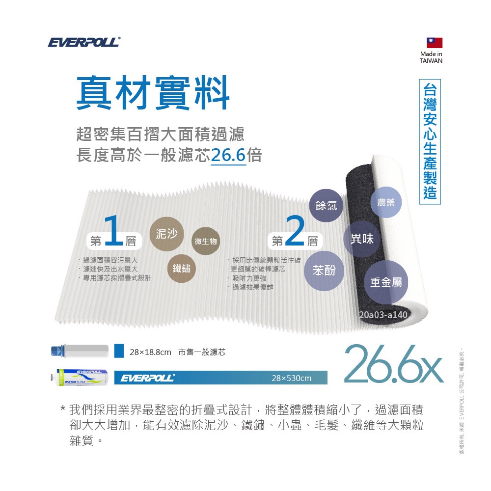 【麗水生活】EVERPOLL愛科濾淨-守護升級全效濾芯 濾心 DC-1000F 雙效複合濾心 過濾器 淨水器 飲水機, , large