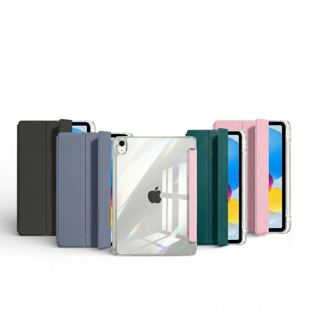 【TQ167三折水晶背殼】Apple iPad A16 11吋平板皮套(適用iPad 10代 10.9吋)(內置筆槽), , large