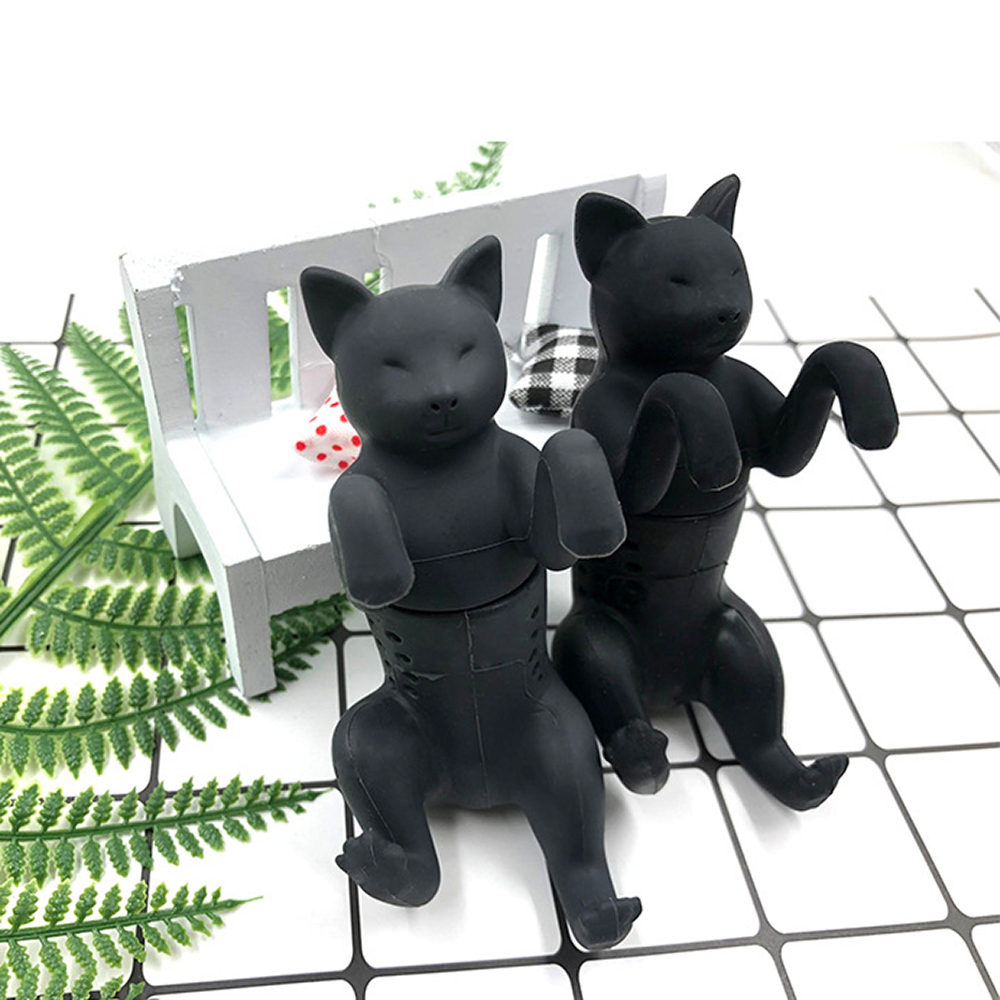 貓奴注意！Purrtea Cat 小黑貓泡茶器 茶包 濾茶 茶漏 食品級矽膠 放茶葉超簡單 送禮賣相好 交換禮物, , large