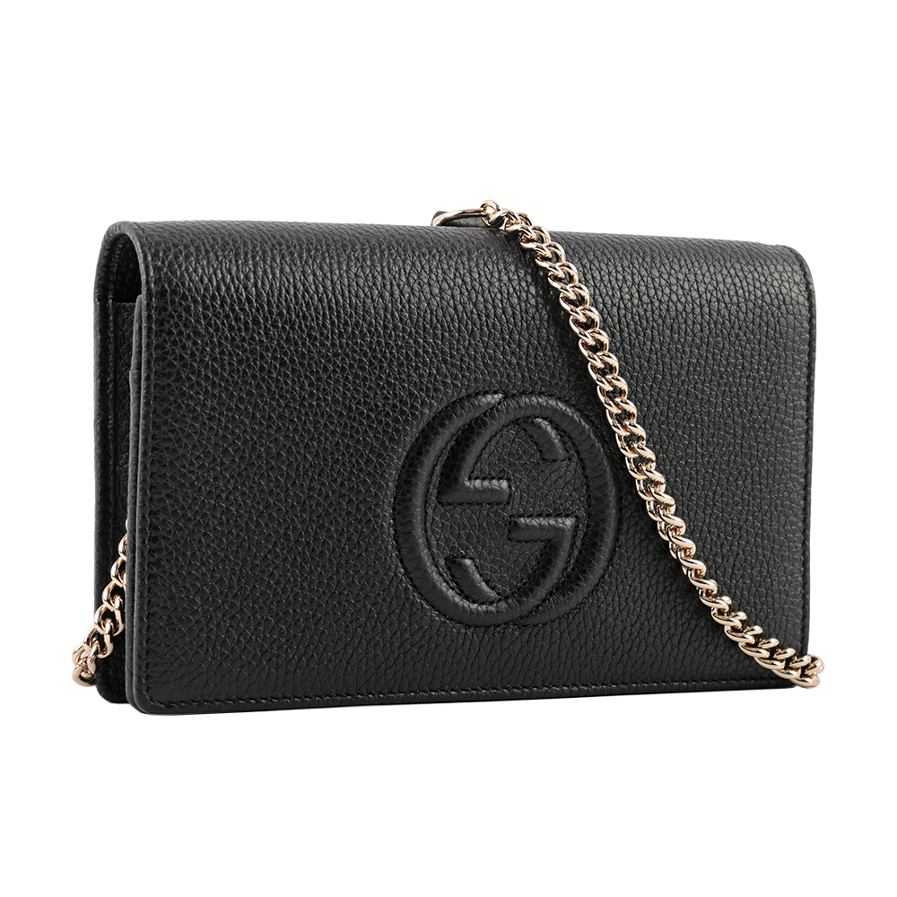 GUCCI SOHO 系列牛皮皮夾式手拿/鍊包/黑色, , large