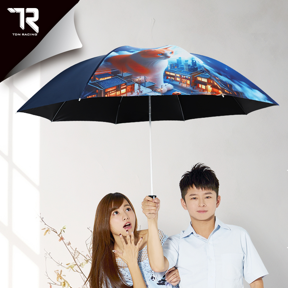 [TDN] Moon Cat  Cooling Auto-Fold Umbrella &ndash; Instant Close Umbrella (B7433C) &ndash;Sky Blue, , large